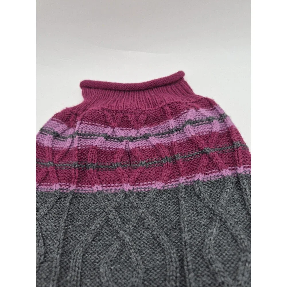 Eddie Bauer Pet Dog Coat Cable Knit Sweater Small Pink & Gray
